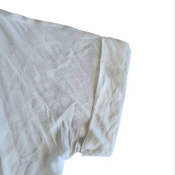 A Loves A 100% Silk Sheer Blouse Sz L Minimalist Cream Button Down Lightweight - Picture 8 of 16